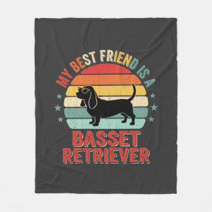 Basset Retriever Retro Zonsondergang Hond Fleece Deken