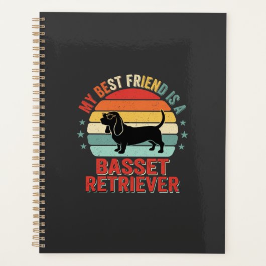 Basset Retriever Retro Zonsondergang Hond Planner (Voorkant)