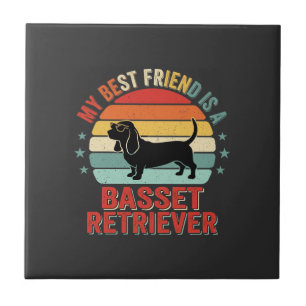 Basset Retriever Retro Zonsondergang Hond Tegeltje