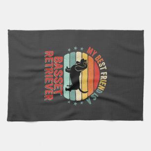 Basset Retriever Retro Zonsondergang Hond Theedoek