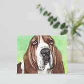 Basset Watercolor Briefkaart (Staand voorkant)
