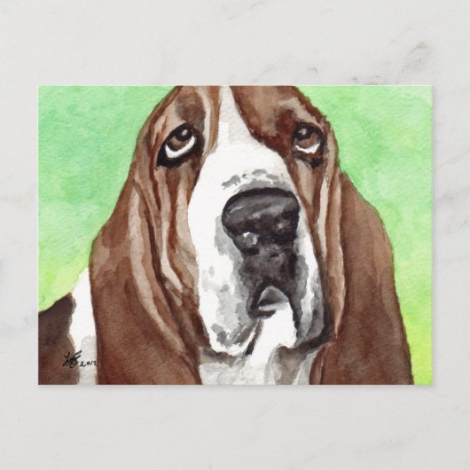 Basset Watercolor Briefkaart (Voorkant)