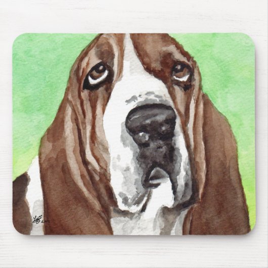 Basset Watercolor Muismat (Voorkant)