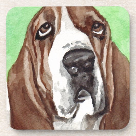 Basset Waterverf Bier Onderzetter (Voorkant)