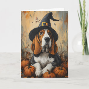 Basset Witch Halloween Feestdagen Kaart