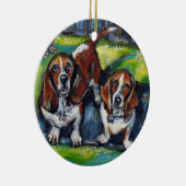 Bassets Murphy en Maddy Keramisch Ornament (Rechts)