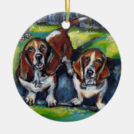 Bassets Murphy en Maddy Keramisch Ornament (Voorkant)