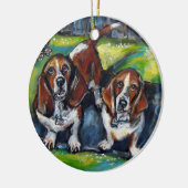 Bassets Murphy en Maddy Keramisch Ornament (Links)
