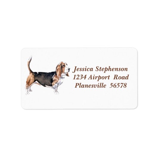Bassett Hound adreslabel Etiket (Voorkant)