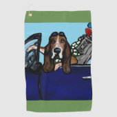Bassett Hound Golfer Golfhanddoek (Voorkant)