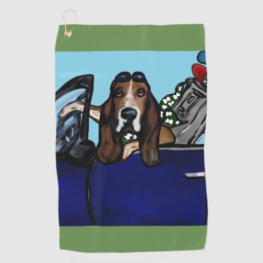 Bassett Hound Golfer Golfhanddoek (Voorkant)