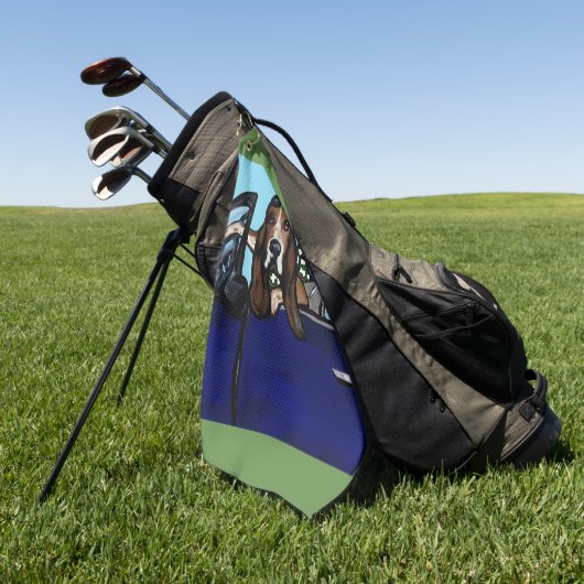 Bassett Hound Golfer Golfhanddoek (Groen)