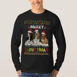 Bassett Hound Kerstmis Light Pajama Xmas Dog T-shirt