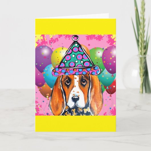 Bassett Hound Party Dog Feestdagen Kaart (Voorkant)