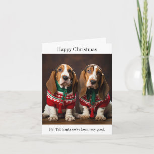 Bassett Hound Puppies Kerst Kaart