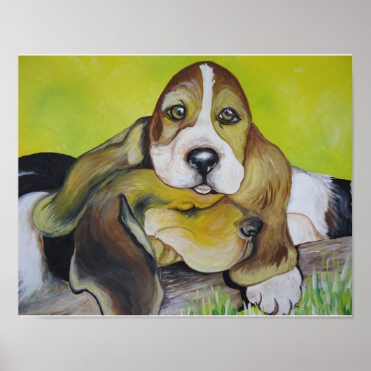 Bassett Hound Pups Poster (Voorkant)