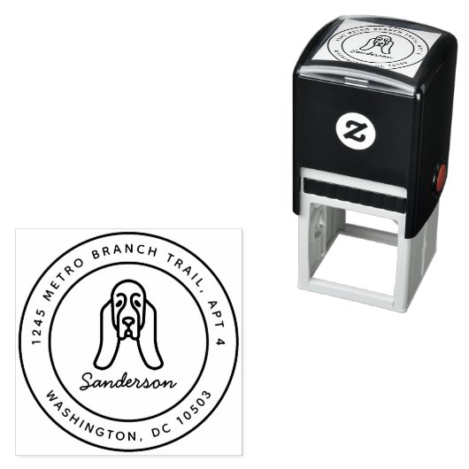 Bassett Hound retour adres stempel zelf-inkt (In situ)