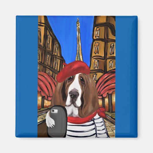 Bassett Hound Selfie Magneet (Voorkant)