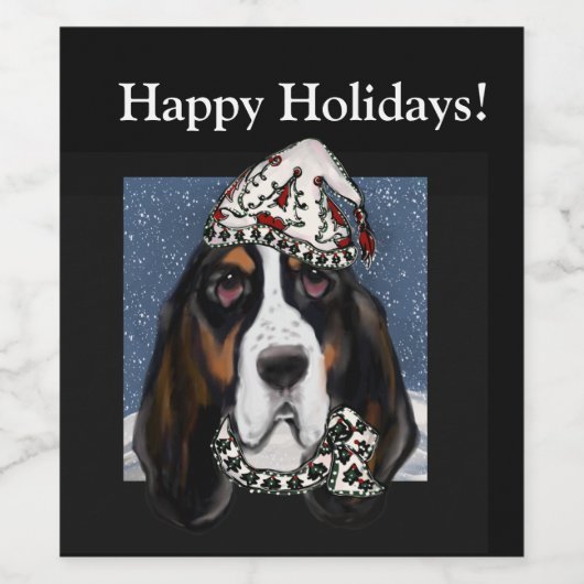 BASSETT HOUND WIJN ETIKET (Enkel label)