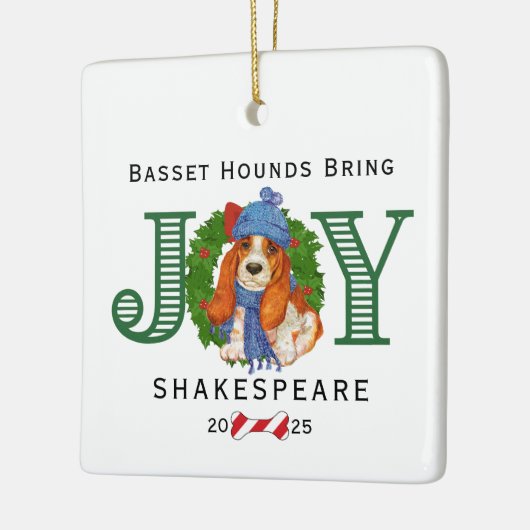 Bassett Hounds brengen vreugde Keramisch Ornament (Links)