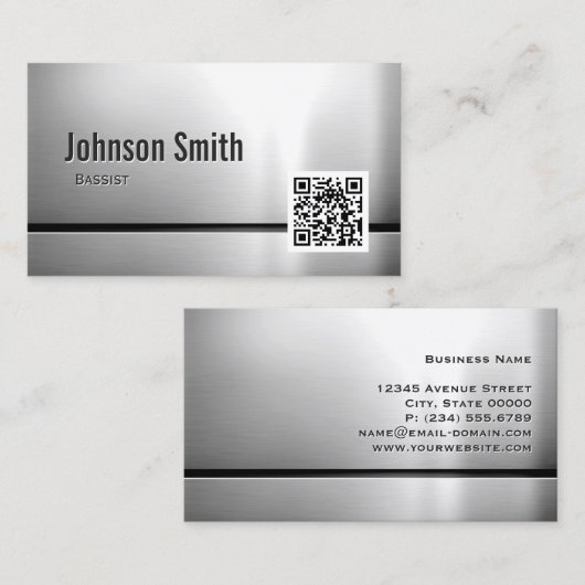 Bassief - roestvrijstalen QR-code Visitekaartje (Voorkant / Achterkant)