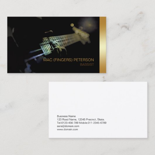 Bassies Bass Guitarist Musicus Visitekaartje (Voorkant / Achterkant)