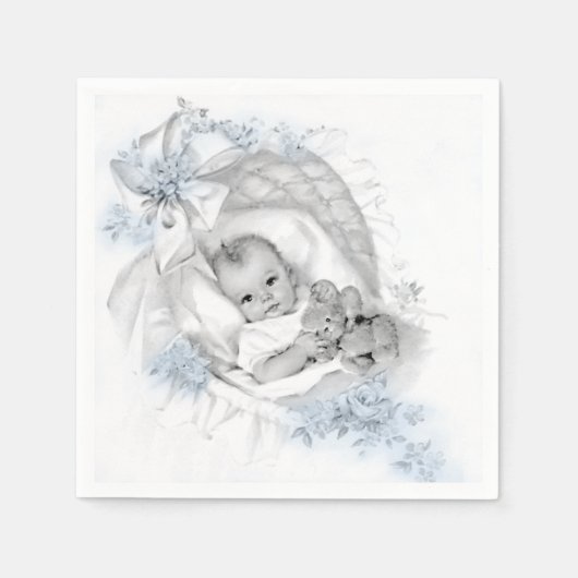  Bassinet Baby Boy Shower Servetten (Voorkant)