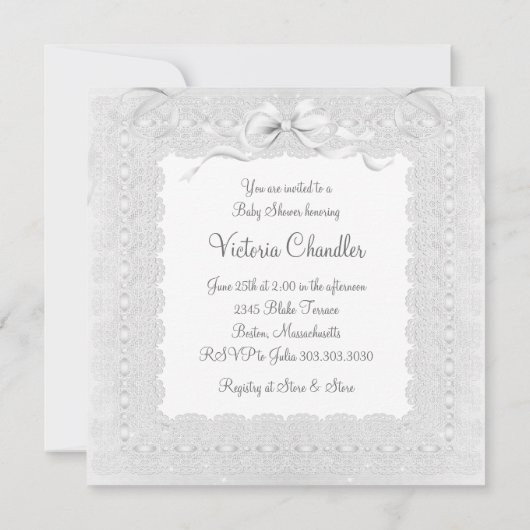 Bassinet Elegant Puur Wit Baby shower Uitnodiging (Achterkant)