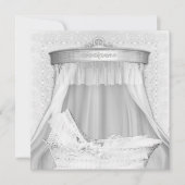Bassinet Elegant Puur Wit Baby shower Uitnodiging (Voorkant)