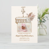  Bassinet Foto geboorteaankondiging Kaart (Staand voorkant)