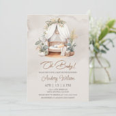 Bassinet Nursery Baby Wieg Baby shower Uitnodiging (Staand voorkant)