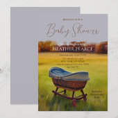  Bassinet Waterverf Herfst Baby shower Kaart (Voorkant / Achterkant)