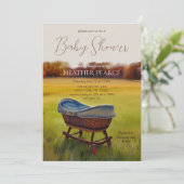 Bassinet Waterverf Herfst Boerderij Baby shower Kaart (Staand voorkant)