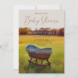  Bassinet Waterverf Herfst Boerderij Baby shower Kaart