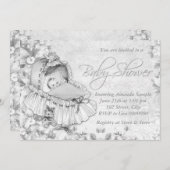 Bassinet  wit Baby shower Kaart (Voorkant / Achterkant)