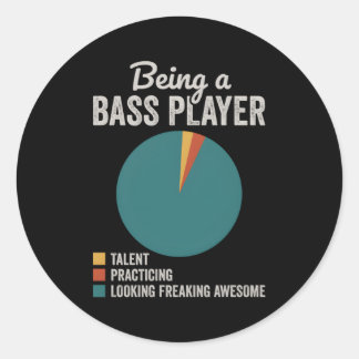 Bassist-bassist-gitarist zijn ronde sticker