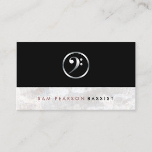 Bassist Bold Silver Bass Clef Icon Elegant Visitekaartje