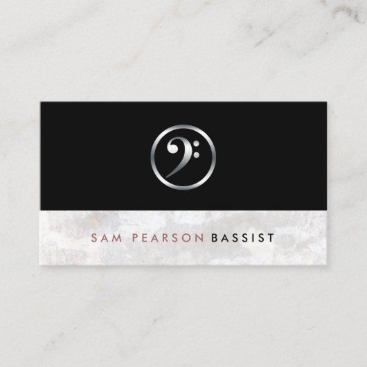Bassist Bold Silver Bass Clef Icon Elegant Visitekaartje (Voorkant)