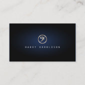 Bassist Elegant Goud Bass Clef Icon Blauw Glow Visitekaartje (Voorkant)