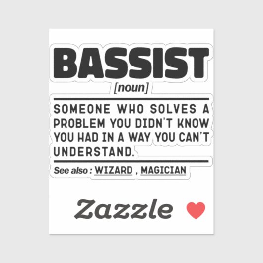 Bassist zelfstandig naamwoord definitie basgitaris sticker (Vel)