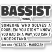 Bassist zelfstandig naamwoord definitie basgitaris sticker (Voorkant)