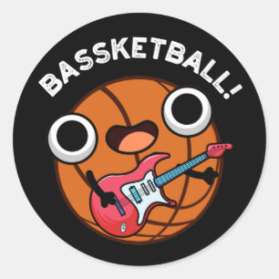 Bassketball Funny Basketball Music Pun Dark BG Ronde Sticker