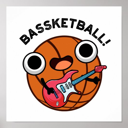 Bassketball Funny Basketball Music Pun Poster (Voorkant)