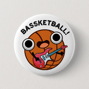 Bassketball Funny Basketball Music Pun Ronde Button 5,7 Cm