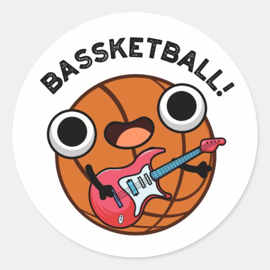 Bassketball Funny Basketball Music Pun Ronde Sticker (Voorkant)