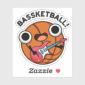 Bassketball Funny Basketball Music Pun Sticker (Vel)