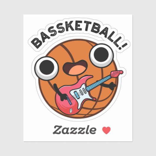 Bassketball Funny Basketball Music Pun Sticker (Vel)
