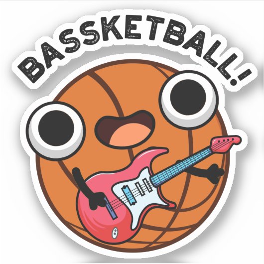 Bassketball Funny Basketball Music Pun Sticker (Voorkant)