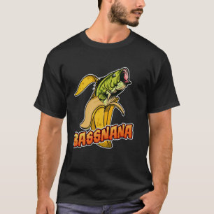 Bassnana Funny Fish Bass en Banana Mashup Ontwerp T-shirt