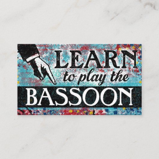 Basson Lessons Visitekaartjes - Blauw rood (Voorkant)